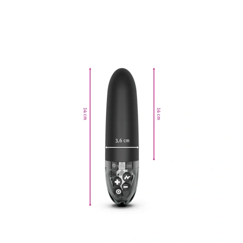 Mystim Sleak Freak Black Edition - мини вибратор с электростимуляцией и программой тренировки тазового дна, 14.5х3.6 см (чёрный)